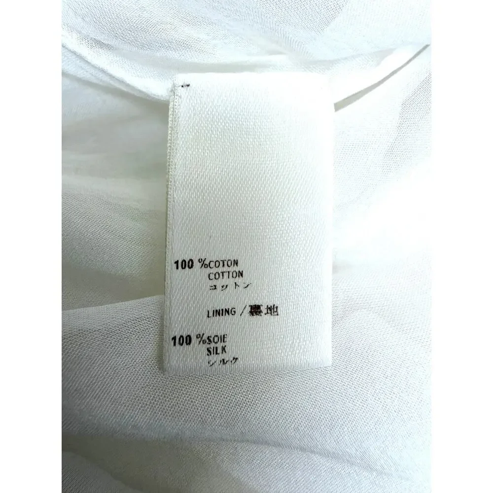 Louis Vuitton Paris White Cotton Embellished Skirt 36 France Silk Lined Rosettes